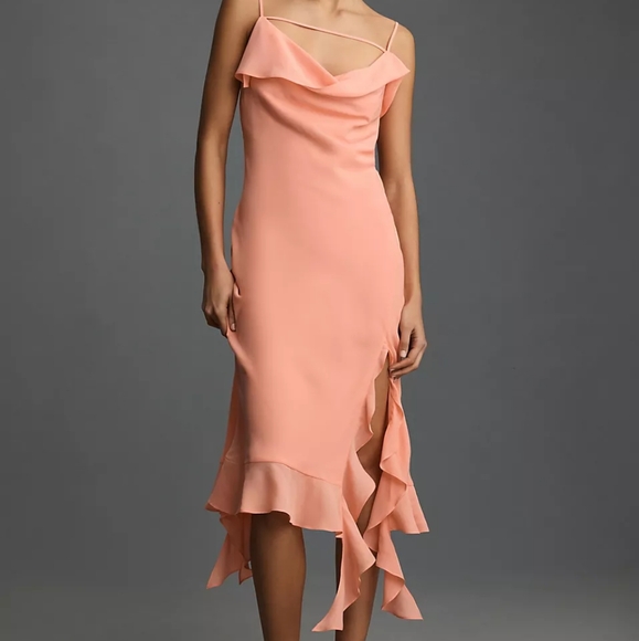 Anthropologie Dresses & Skirts - Anthropologie Mare Mare Sleeveless Draped Asymmetrical Midi Dress Peach
